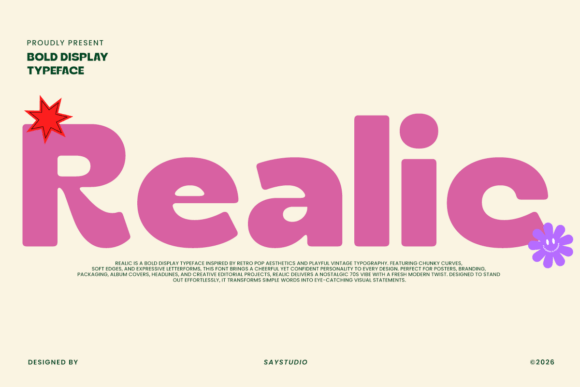 Realic Bold Retro Display Typeface for Digital Branding